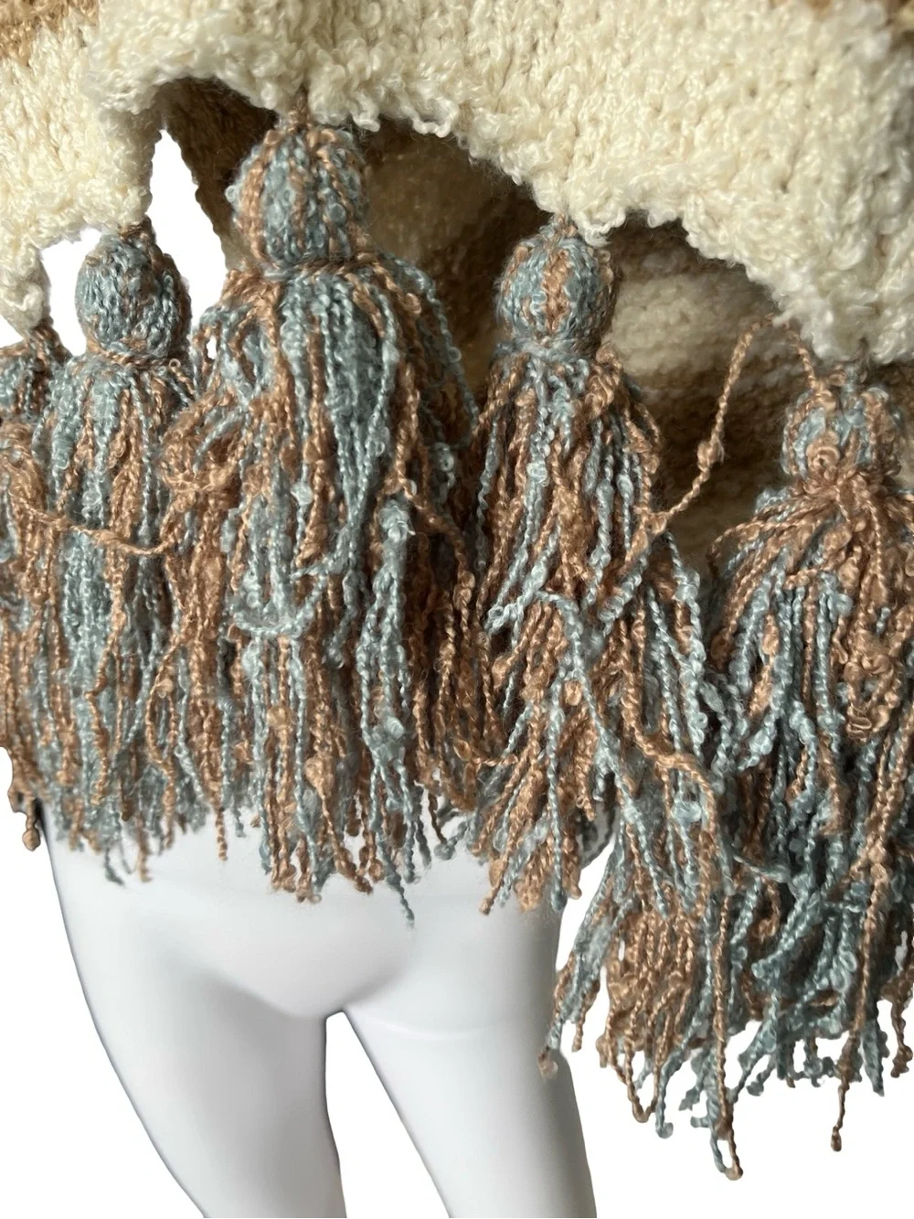 Free People Nova Tassel Scarf in Natural One Size Chunky Oversized Whimsical